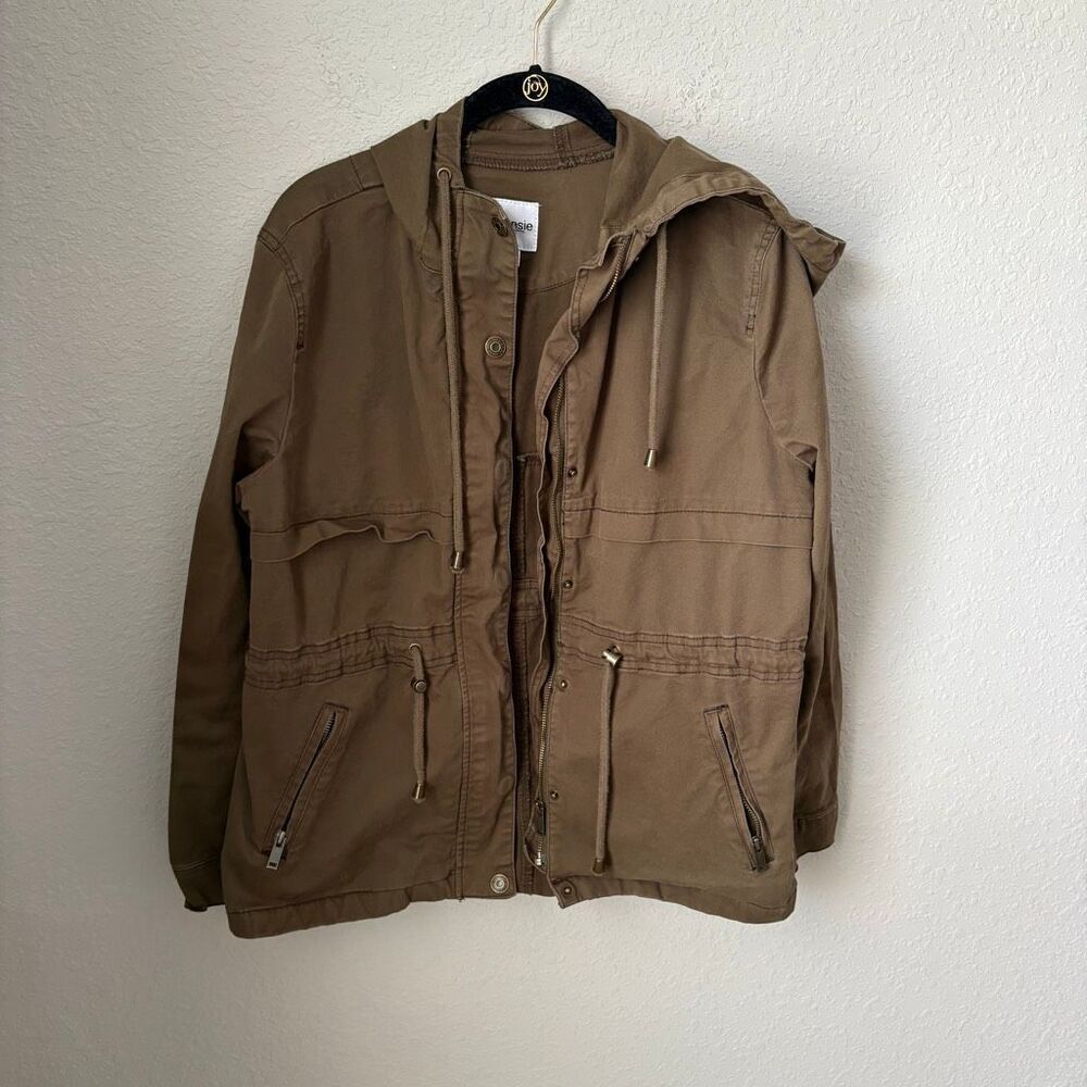 Kensie Hooded Utility Jacket Anorak Style Drawstring Waist Size Small